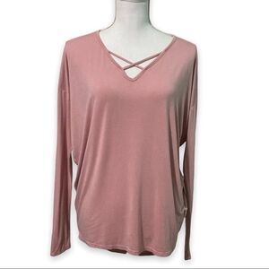 Jolie Long Sleeve Crisscross V-Neck Top Size XS